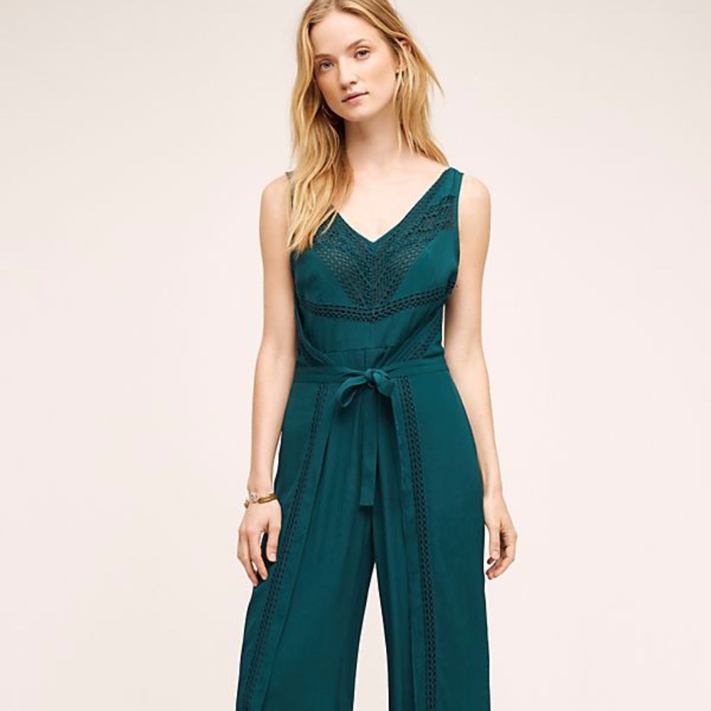 Anthropologie Elevenses Sabine green jumpsuit 2